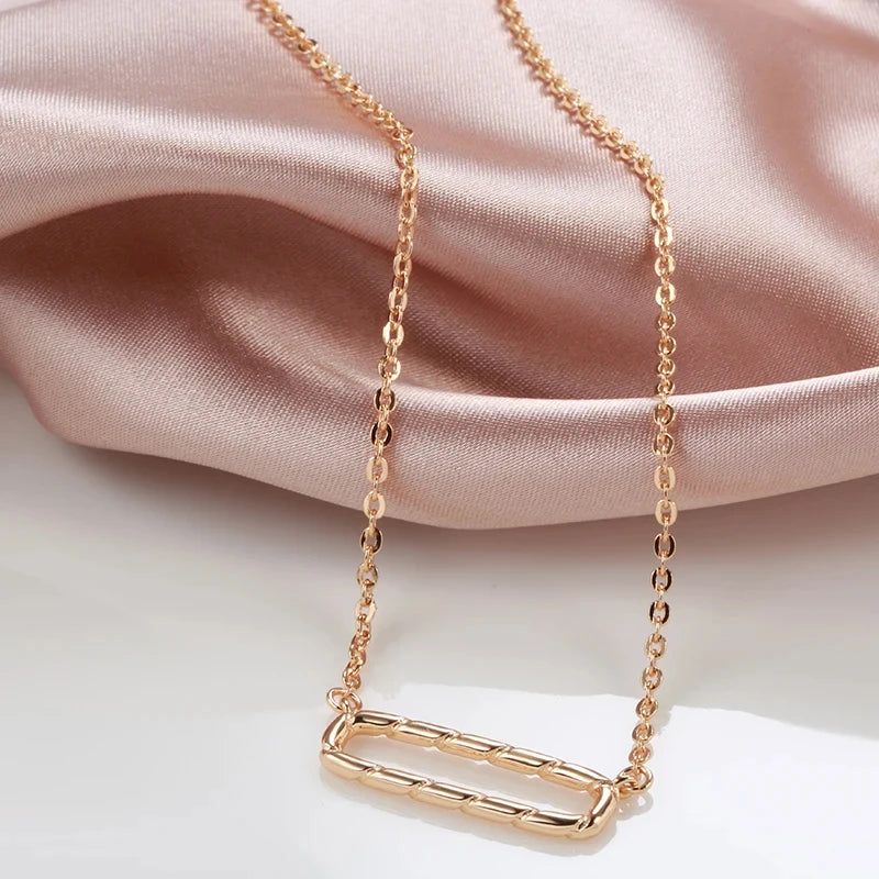 Glamorous Geometric Rose Gold Pendant Necklace with Diamond Accents - High Quality Luxury Jewelry