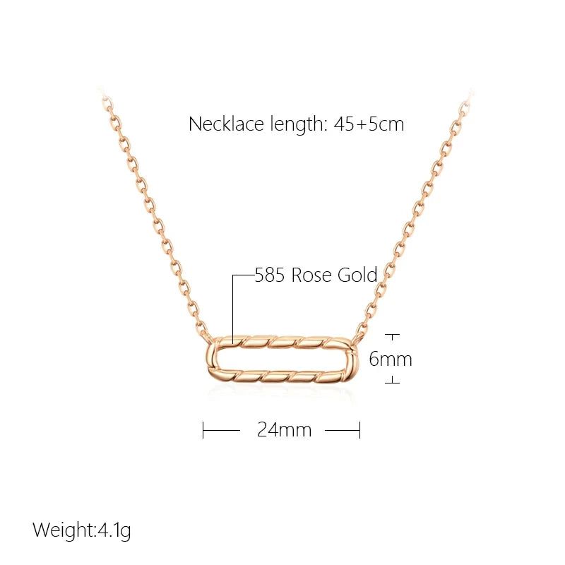 Glamorous Geometric Rose Gold Pendant Necklace with Diamond Accents - High Quality Luxury Jewelry