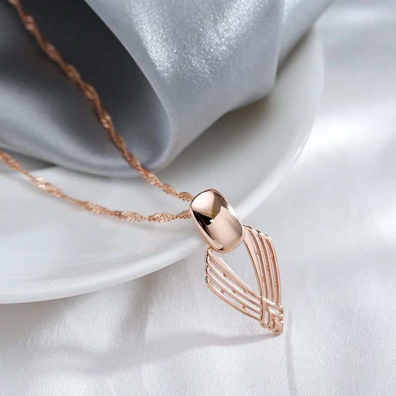 Glamorous Geometric Rose Gold Pendant Necklace with Glossy Finish