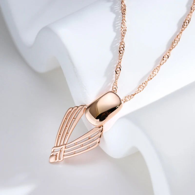 Glamorous Geometric Rose Gold Pendant Necklace with Glossy Finish