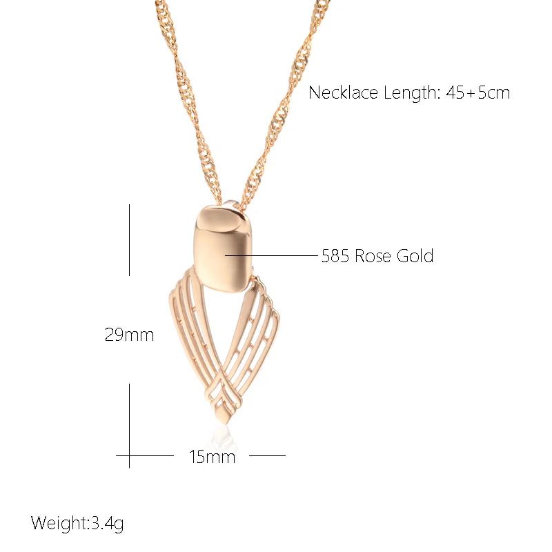 Glamorous Geometric Rose Gold Pendant Necklace with Glossy Finish