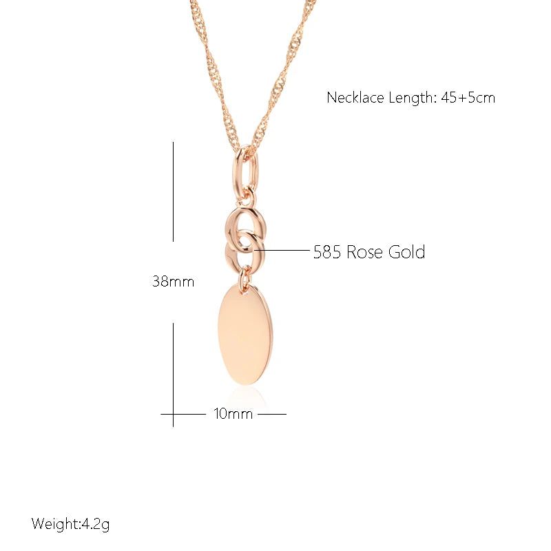 Glamorous Geometric Rose Gold Pendant Necklace with High-Quality Earrings