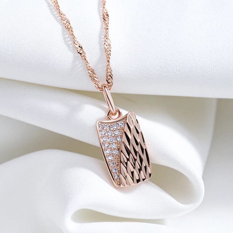 Glamorous Geometric Rose Gold Pendant Necklace with Natural Zircon Accents