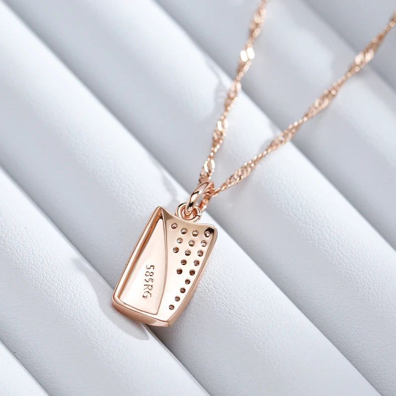 Glamorous Geometric Rose Gold Pendant Necklace with Natural Zircon Accents