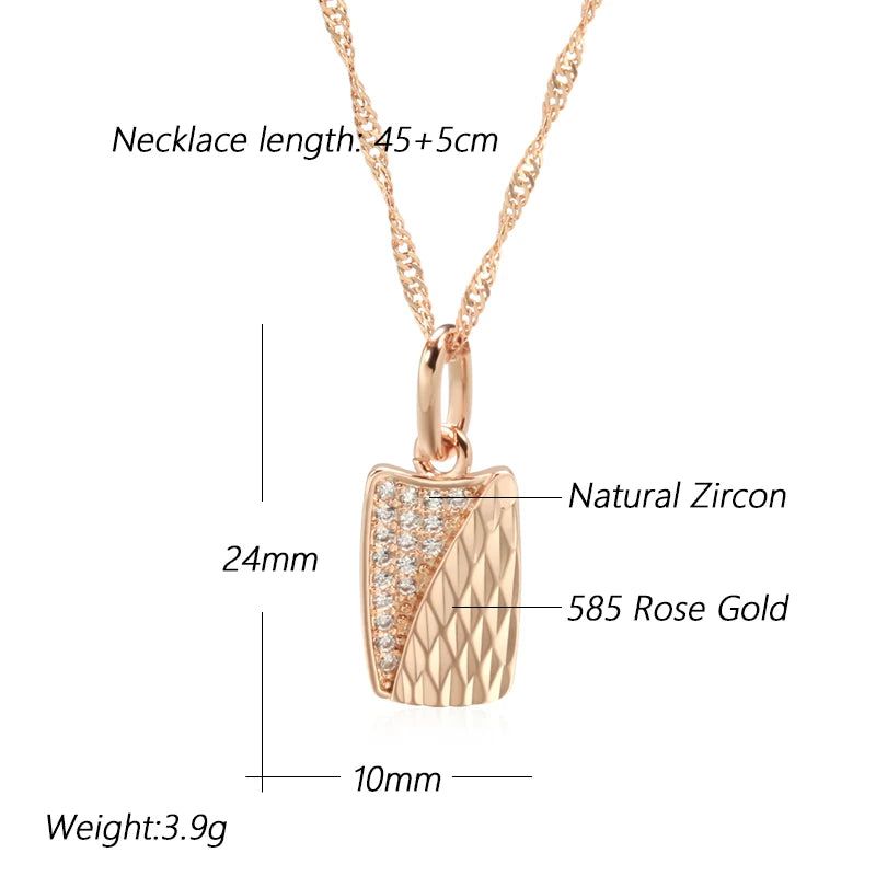 Glamorous Geometric Rose Gold Pendant Necklace with Natural Zircon Accents