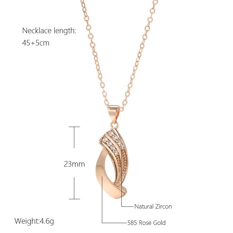 Glamorous Geometric Rose Gold Pendant Necklace with Natural Zircon Accents