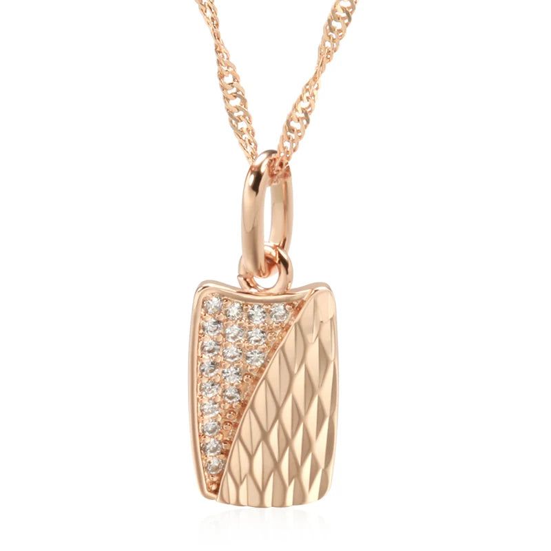 Glamorous Geometric Rose Gold Pendant Necklace with Natural Zircon Accents