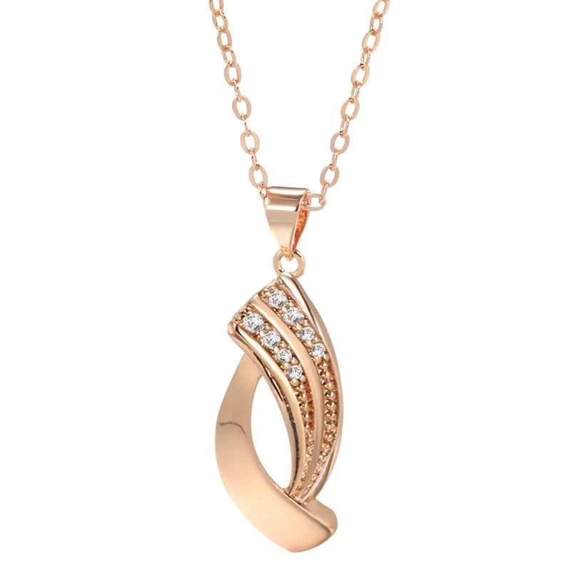 Glamorous Geometric Rose Gold Pendant Necklace with Natural Zircon Accents