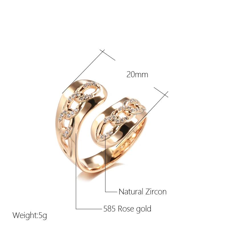 Glamorous Geometric Rose Gold Ring with Natural Zircon Accents