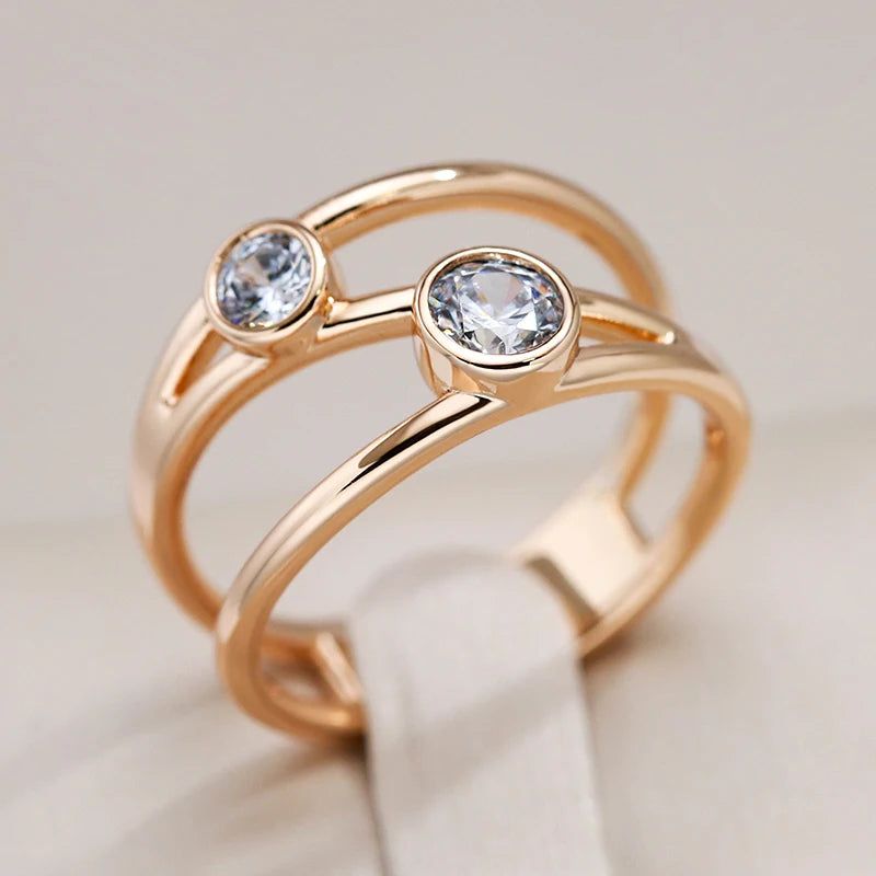 Glamorous Geometric Rose Gold Zircon Ring - Fashion Jewelry for All Occasions