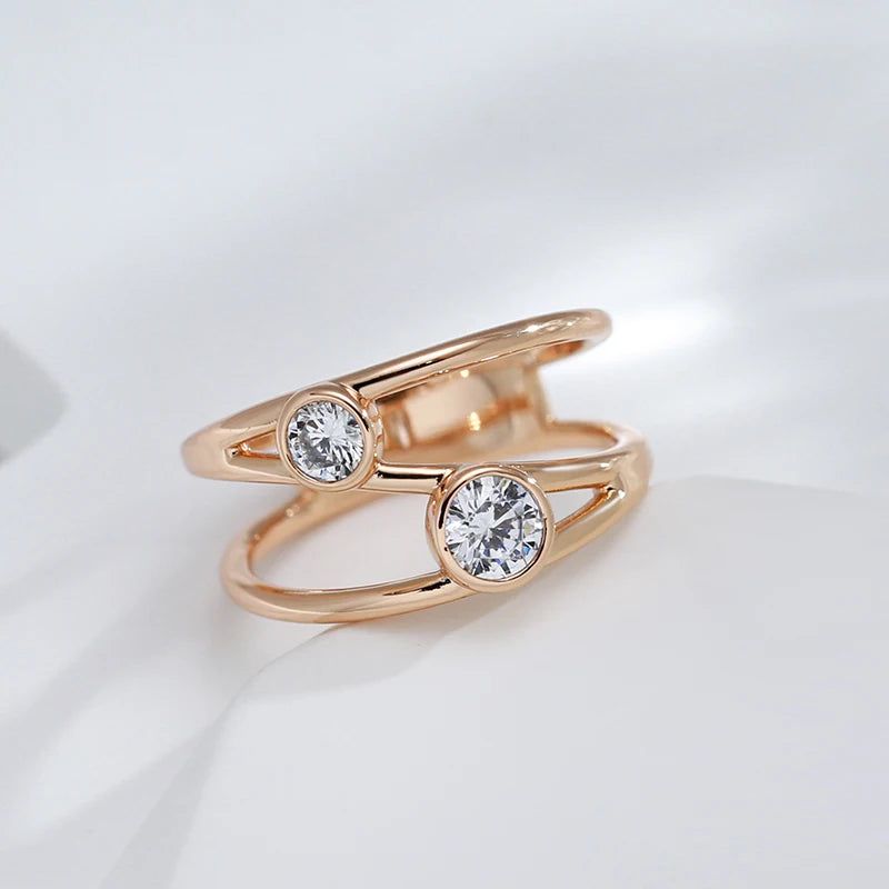 Glamorous Geometric Rose Gold Zircon Ring - Fashion Jewelry for All Occasions