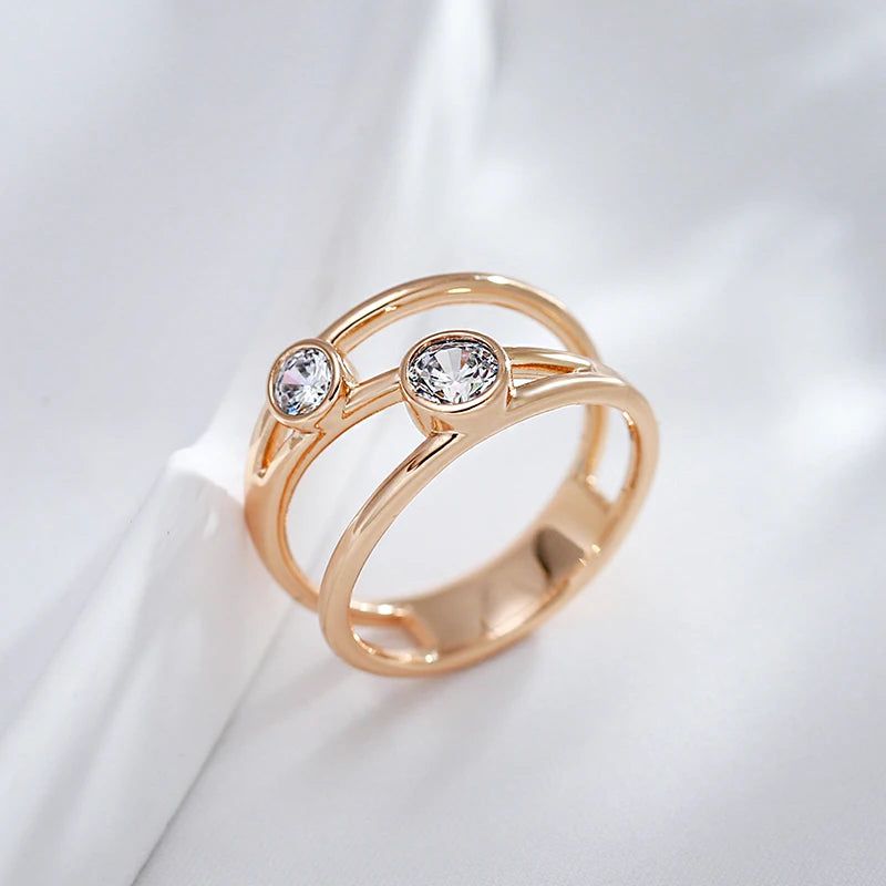 Glamorous Geometric Rose Gold Zircon Ring - Fashion Jewelry for All Occasions