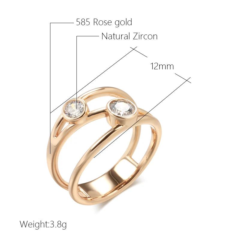 Glamorous Geometric Rose Gold Zircon Ring - Fashion Jewelry for All Occasions