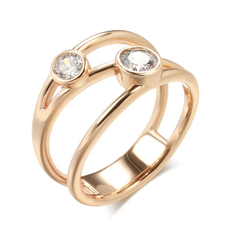 Glamorous Geometric Rose Gold Zircon Ring - Fashion Jewelry for All Occasions