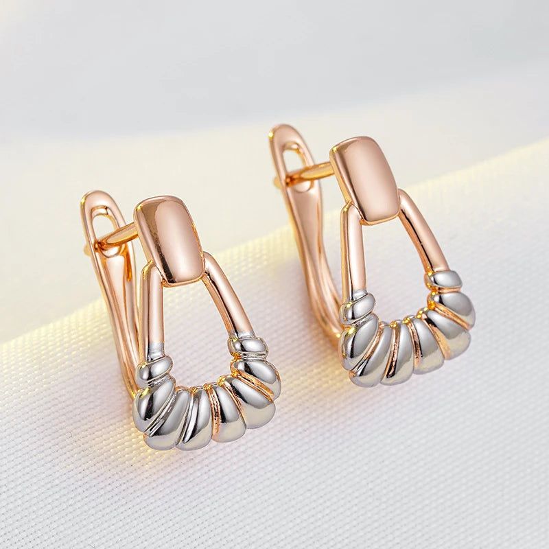 Glamorous Geometric Rose Gold and Silver Plated Drop Earrings