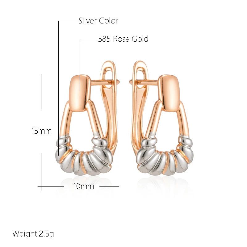 Glamorous Geometric Rose Gold and Silver Plated Drop Earrings