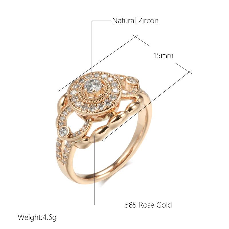 Glamorous Geometry Ring in 585 Rose Gold with Natural Zircon - High-Quality Modern Fashion Jewelry