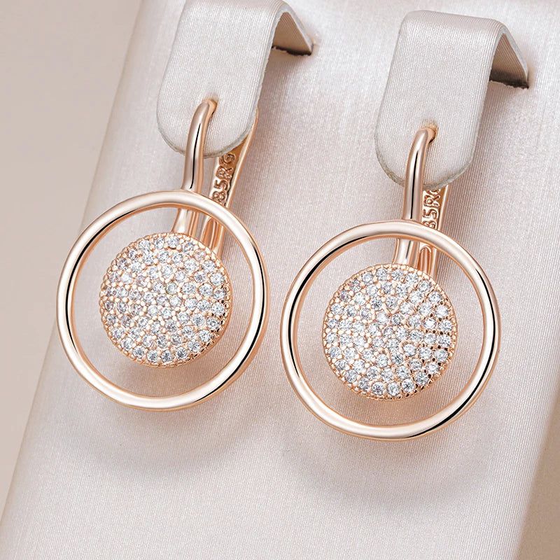 Glistening Pink Natural Zircon Drop Earrings in 585 Rose Gold – Unique Statement Jewelry