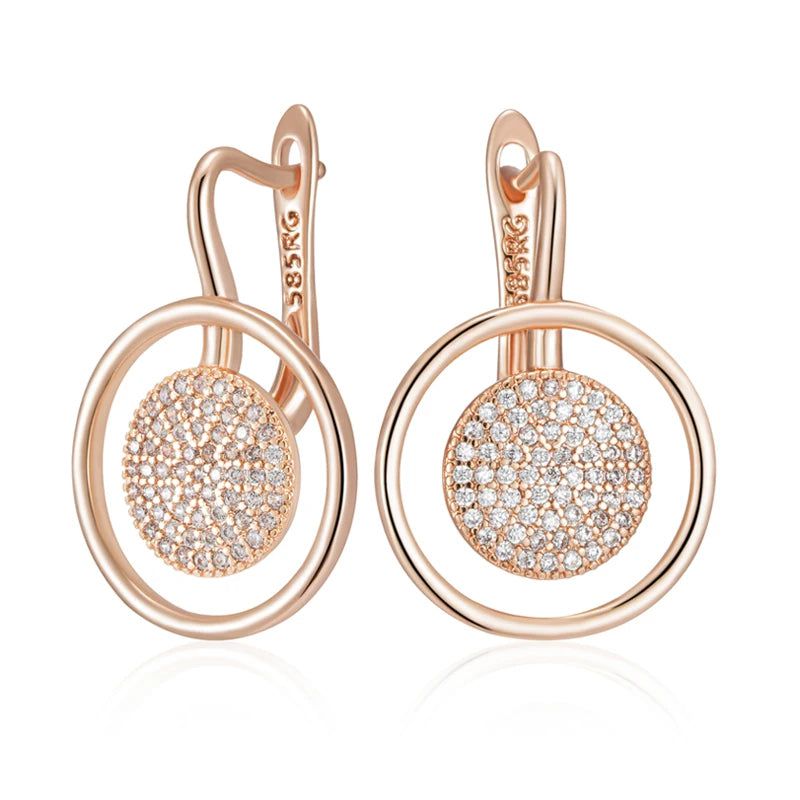 Glistening Pink Natural Zircon Drop Earrings in 585 Rose Gold – Unique Statement Jewelry