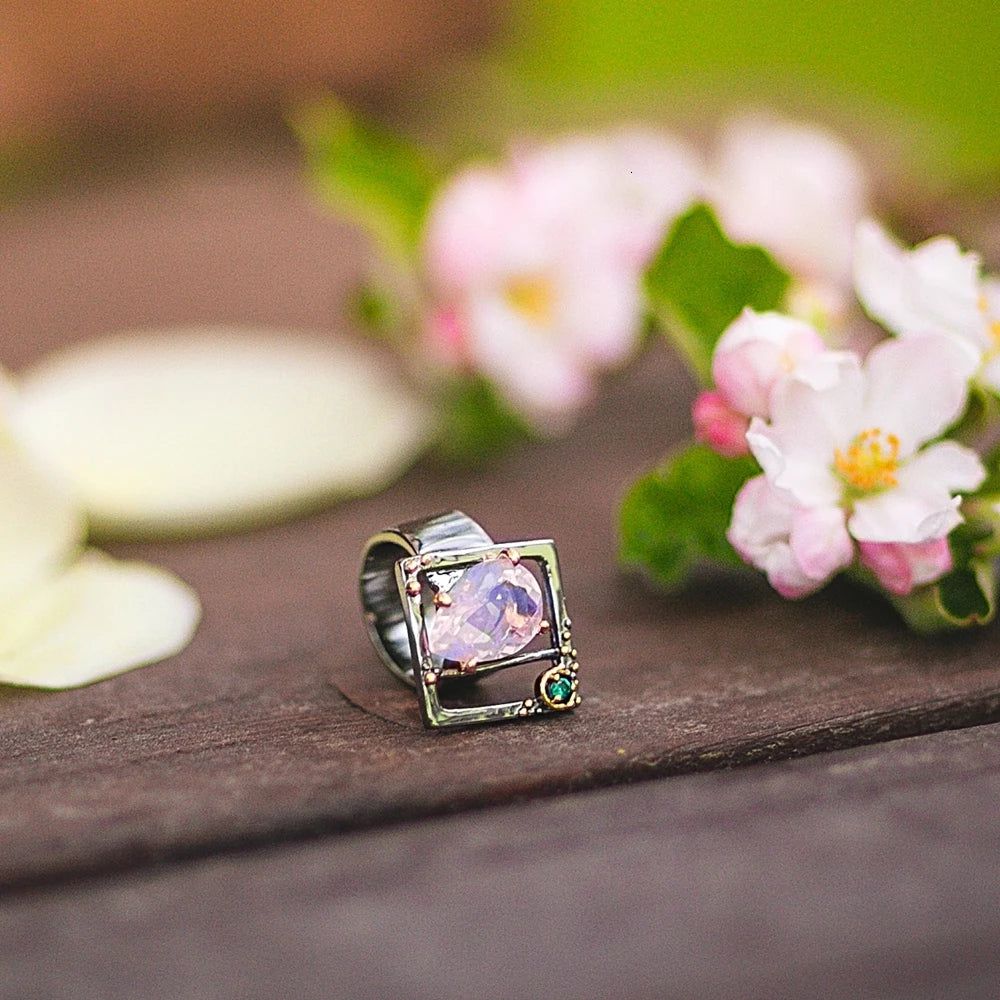 Gothic Chic Tear Drop Pink Zirconia Ring by Dreamcarnival