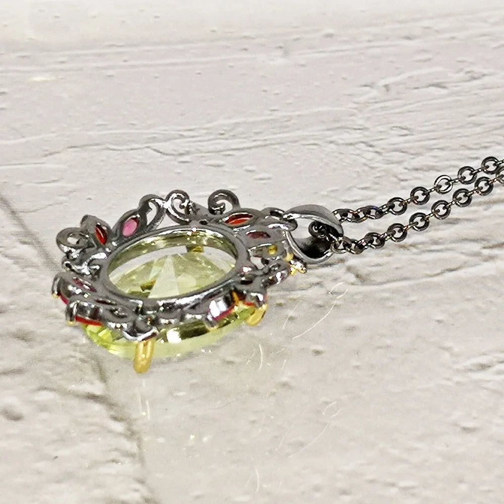 Gothic Elegance Light Green Zircon Pendant Necklace