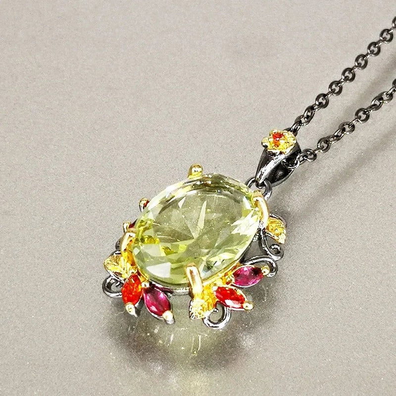 Gothic Elegance Light Green Zircon Pendant Necklace