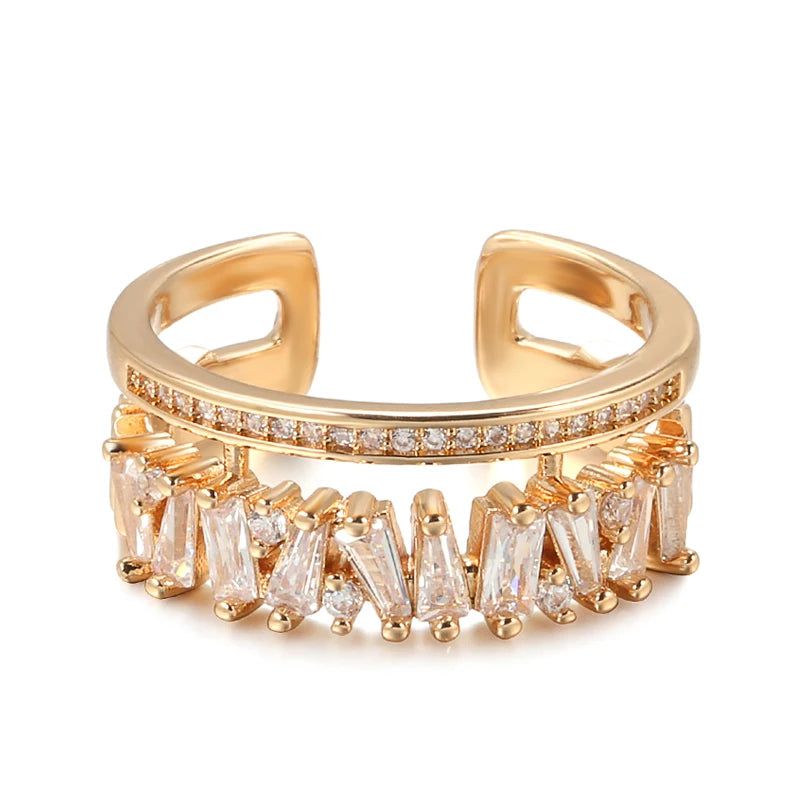 Gothic-Inspired 585 Rose Gold Adjustable Cocktail Ring with Natural Zircon for Students