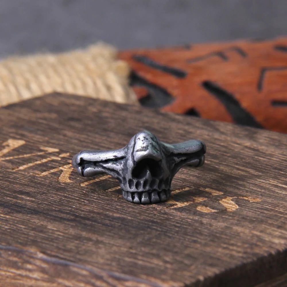 Gothic Men's Skull Biker Ring in 316L Stainless Steel with Wooden Gift Box