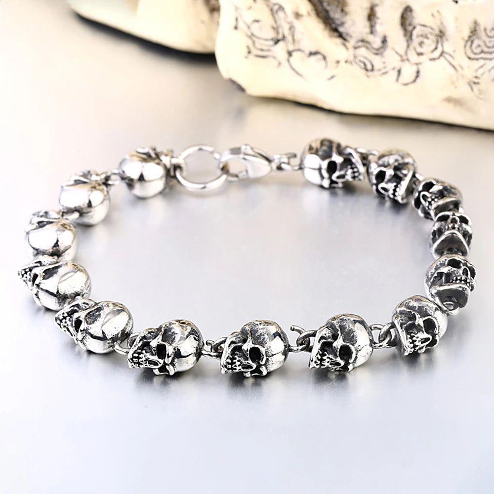 Gothic Punk Skull Bead Bracelet for Men - Edgy Street Style Fashion Jewelry Gift