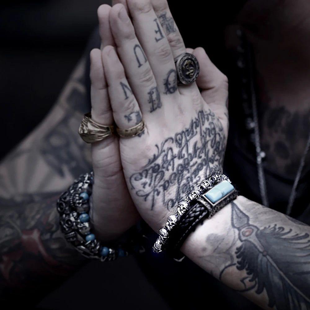 Gothic Punk Skull Bead Bracelet for Men - Edgy Street Style Fashion Jewelry Gift