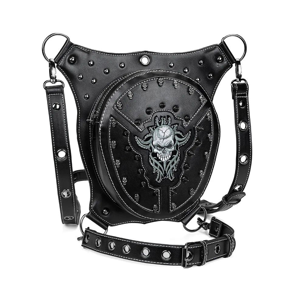 Gothic Rock Skull Steampunk Waist Bag - Versatile Crossbody & Messenger Leg Pack for Men