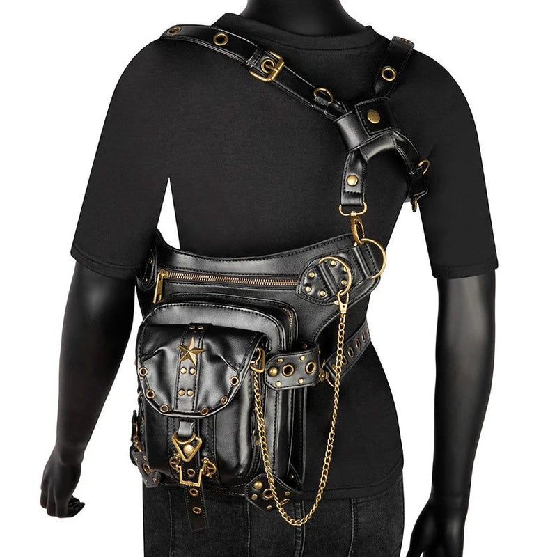 Gothic Skull Biker Waistbag - Unisex Retro Fanny Pack for Adventurous Souls