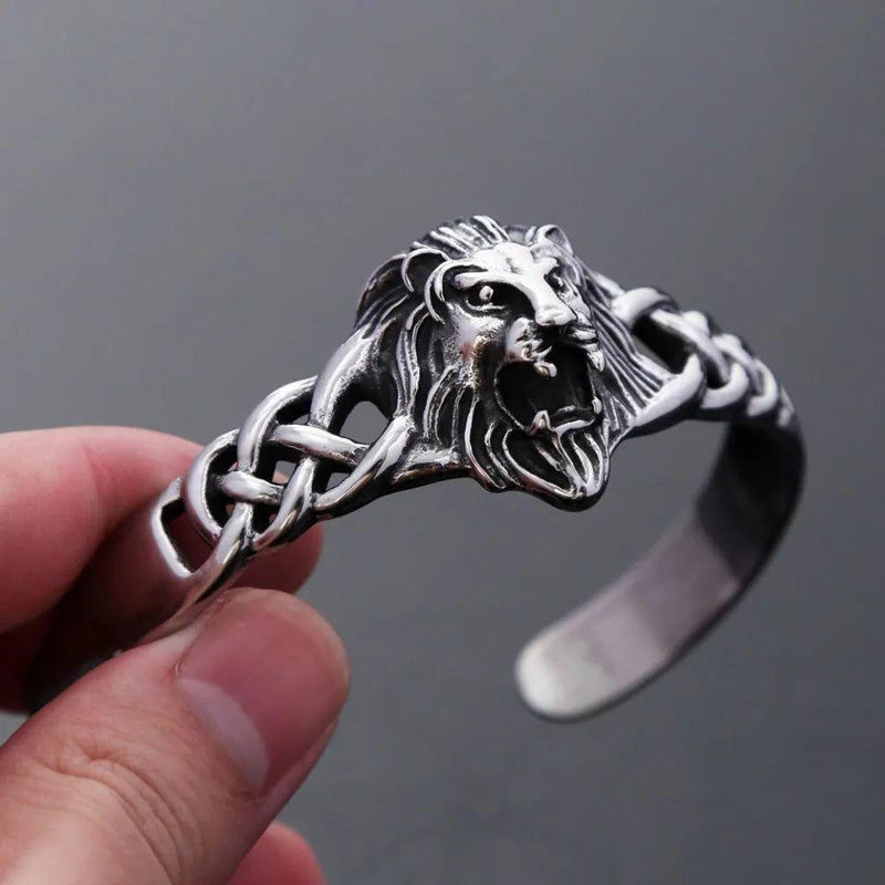 Gothic Stainless Steel Lion Head Bracelet - Punk Vintage Biker Jewelry for Men