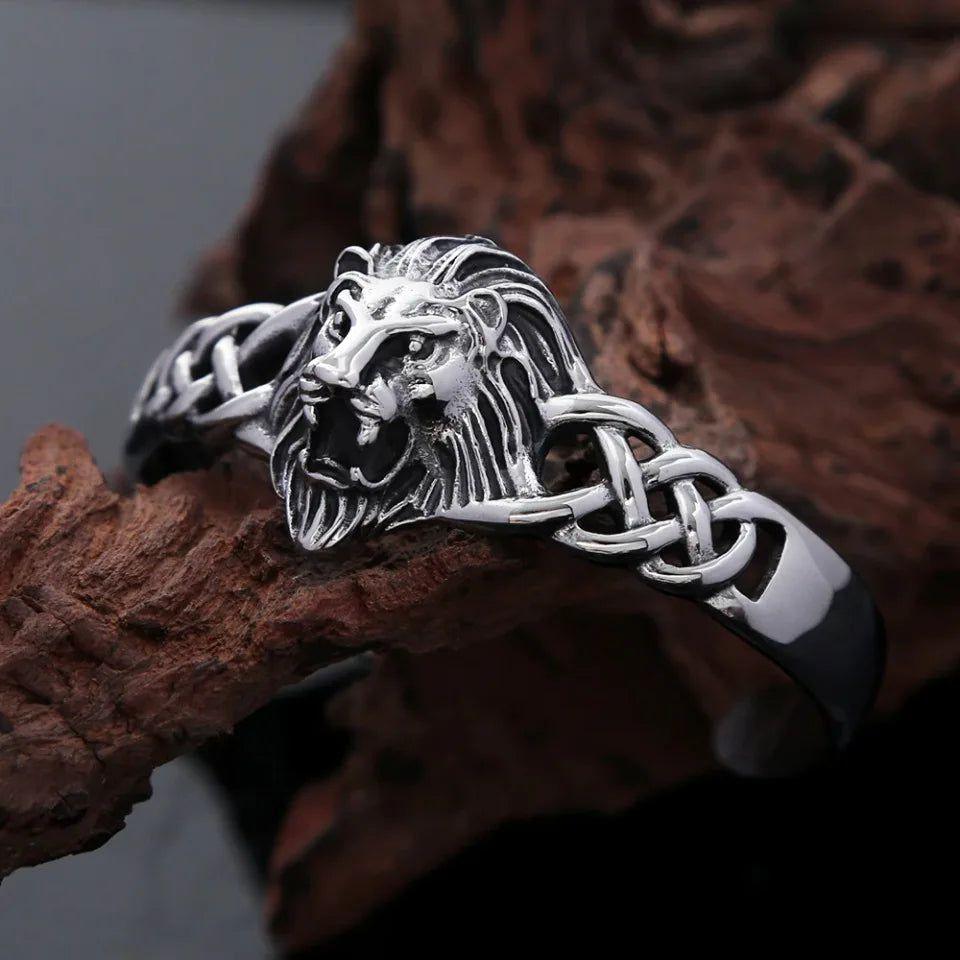 Gothic Stainless Steel Lion Head Bracelet - Punk Vintage Biker Jewelry for Men