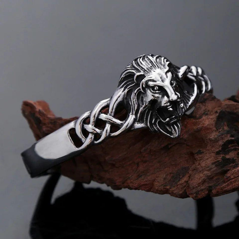 Gothic Stainless Steel Lion Head Bracelet - Punk Vintage Biker Jewelry for Men