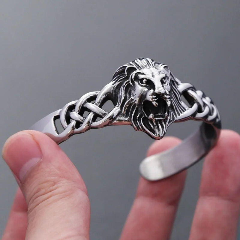 Gothic Stainless Steel Lion Head Bracelet - Punk Vintage Biker Jewelry for Men