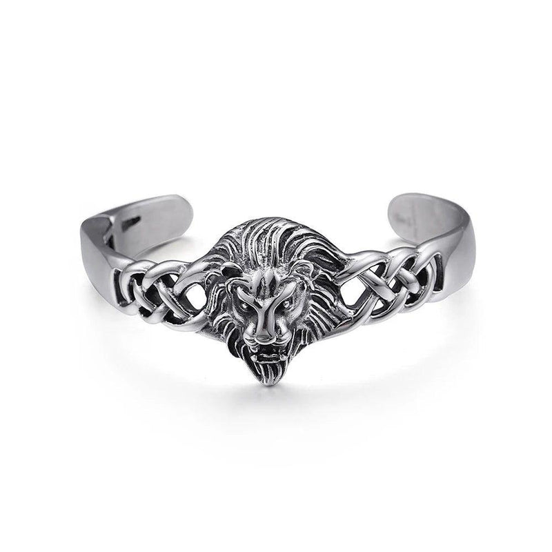 Gothic Stainless Steel Lion Head Bracelet - Punk Vintage Biker Jewelry for Men