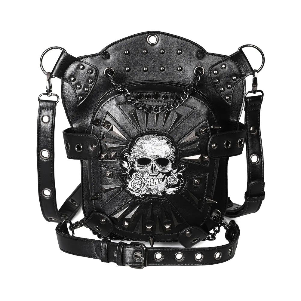 Gothic Steampunk Skull Bag - Punk Rock Retro Shoulder and Waist Pack for Men and Women