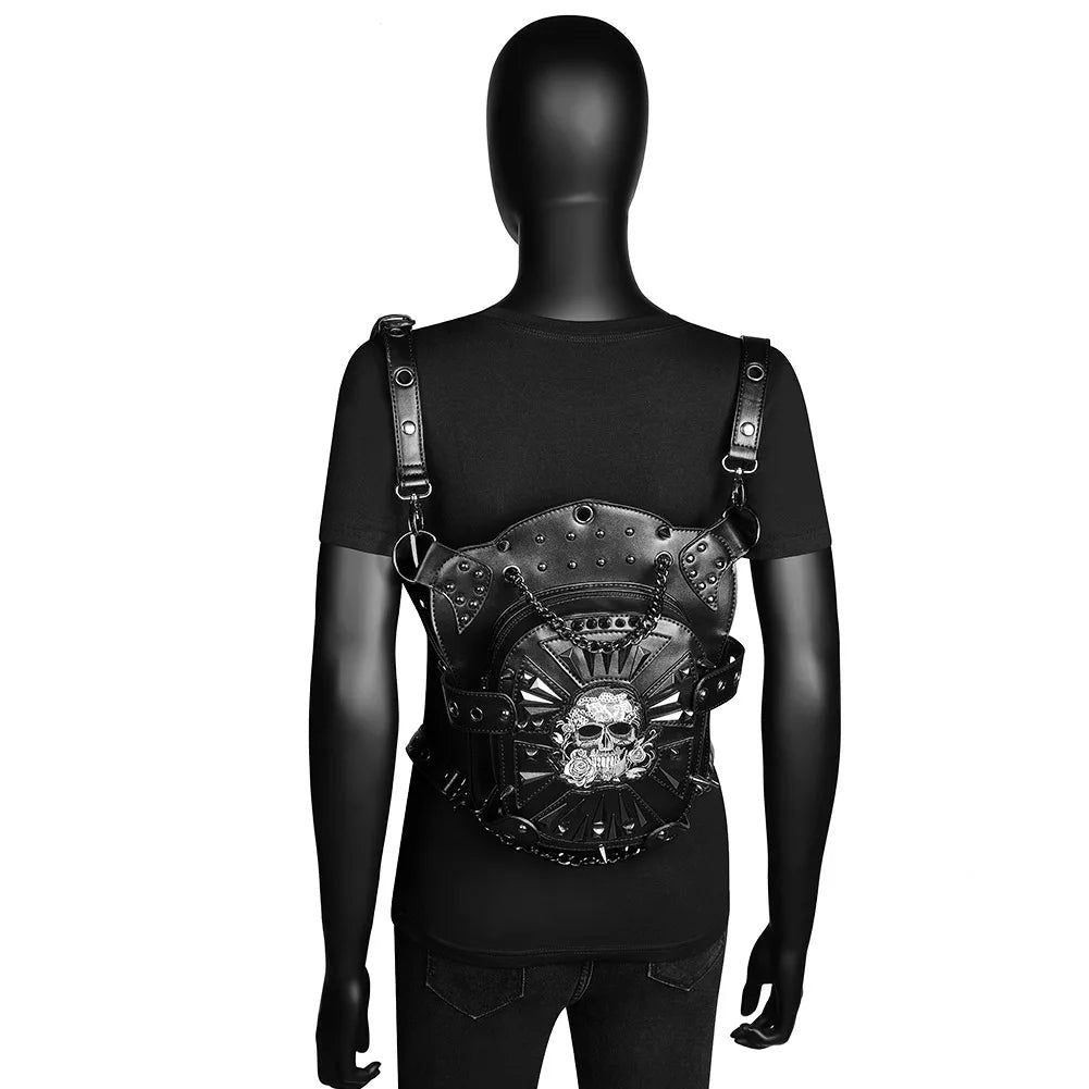 Gothic Steampunk Skull Bag - Punk Rock Retro Shoulder and Waist Pack for Men and Women