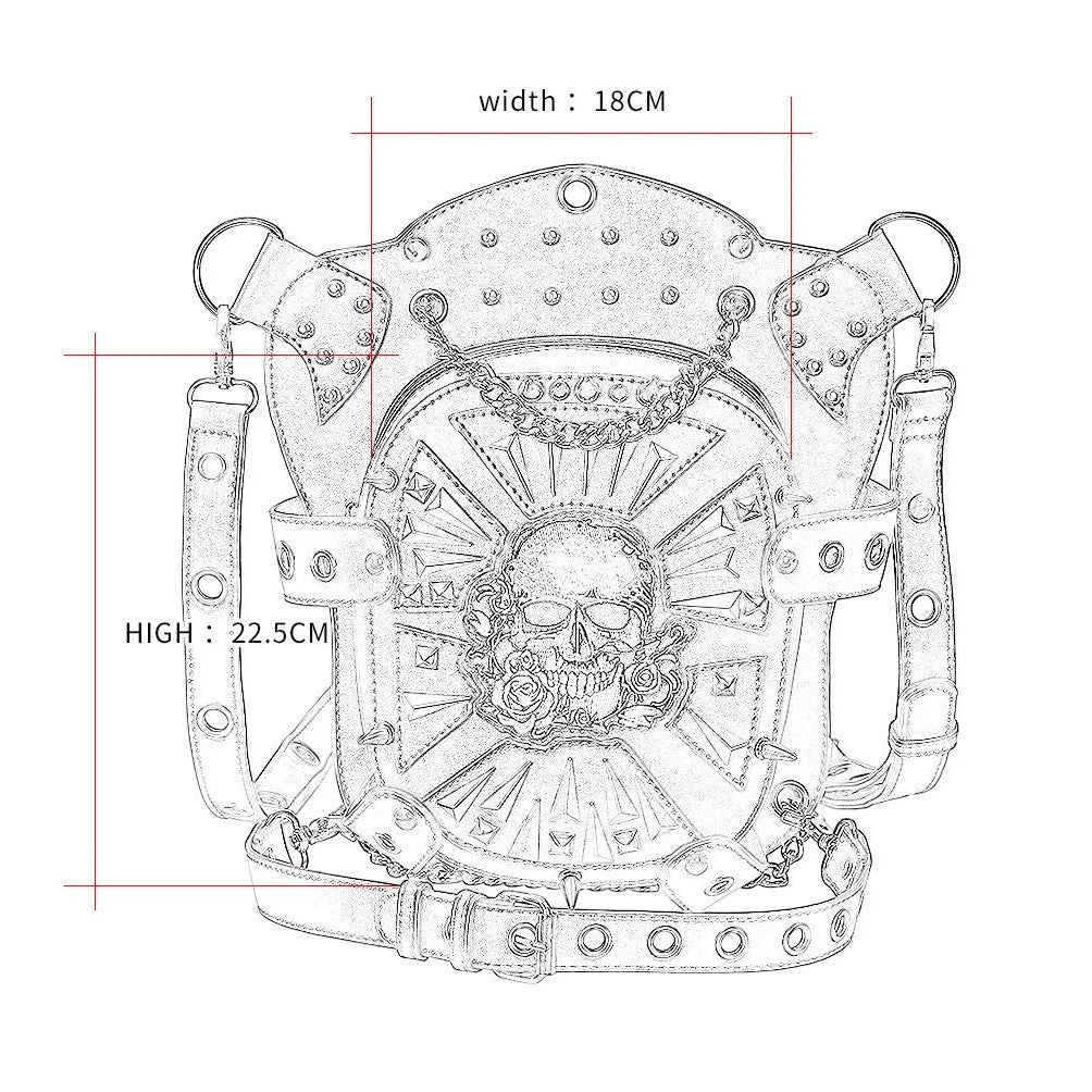 Gothic Steampunk Skull Bag - Punk Rock Retro Shoulder and Waist Pack for Men and Women