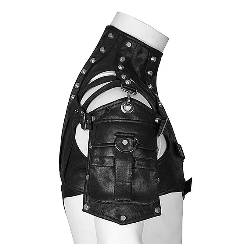 Gothic Steampunk Unisex Motorcycle Shoulder Bag - Rivet Armor Design for Men and Women