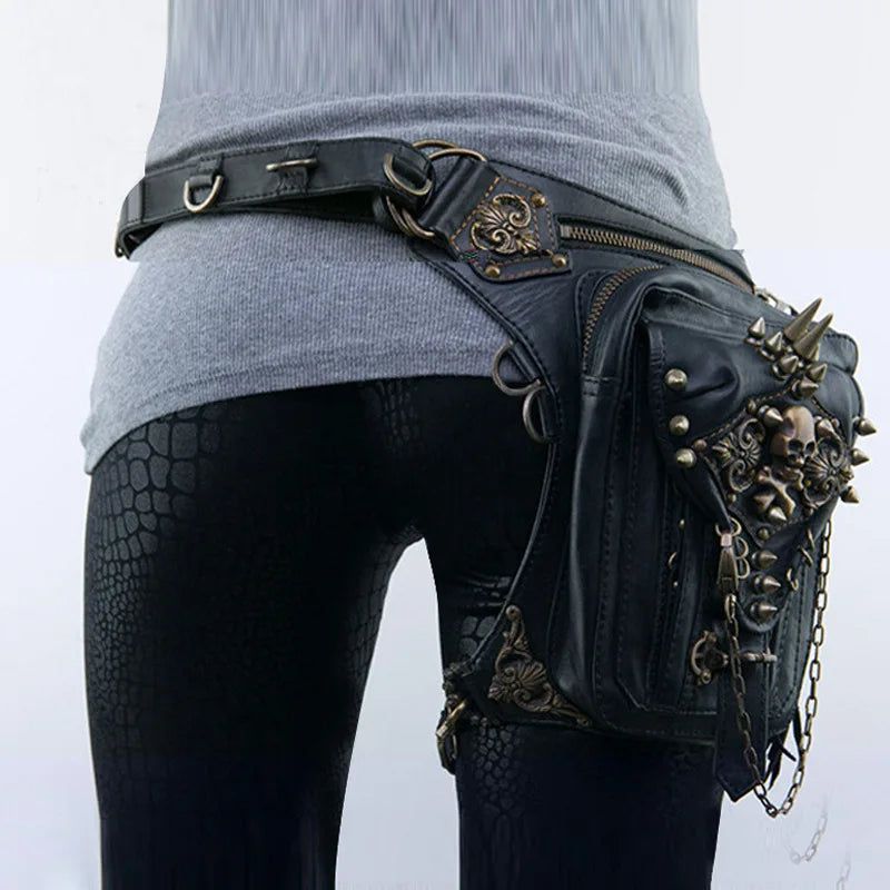 Gothic Steampunk Waist Bag: Unisex Retro Rock Thigh Messenger & Shoulder Purse