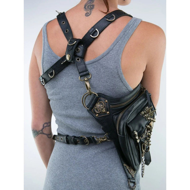 Gothic Steampunk Waist Bag: Unisex Retro Rock Thigh Messenger & Shoulder Purse