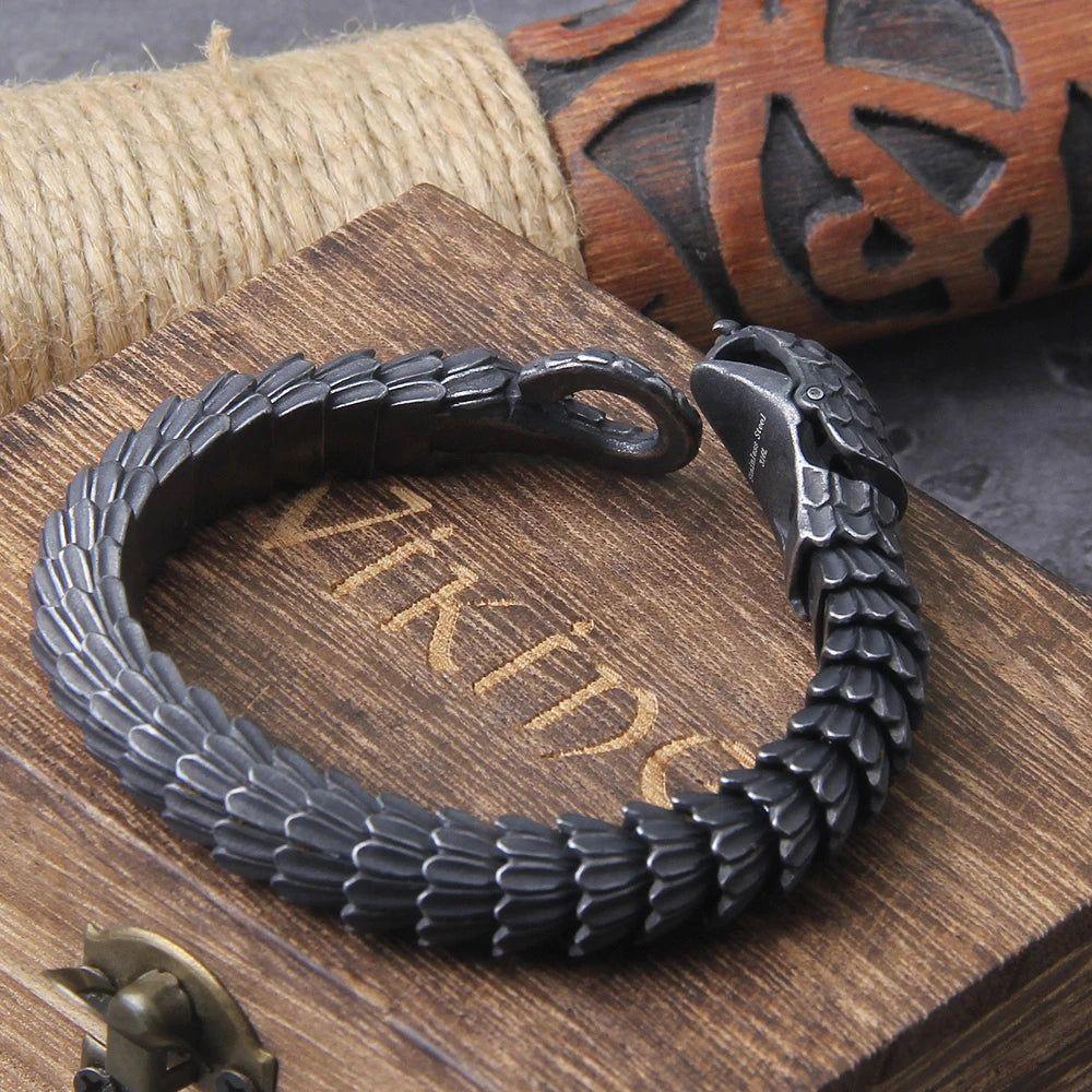 Gothic Style 316L Stainless Steel Black Snake Chain Bracelet for Men and Women - Hip Hop Charm Biker Jewelry Gift