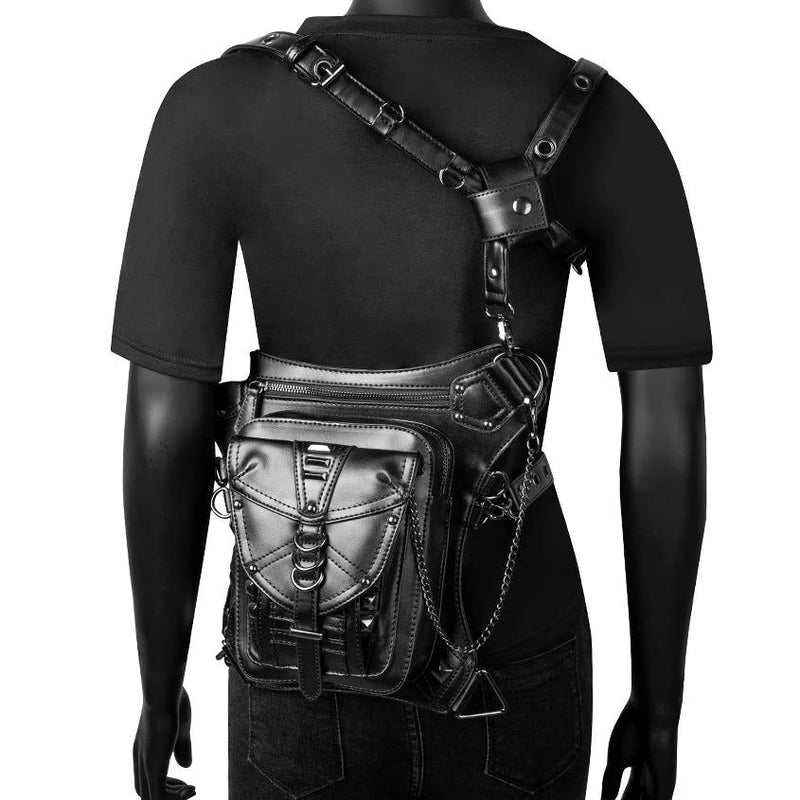 Gothic Style Unisex Waist Bag - Versatile Steampunk Fanny Pack for Bikers and Casual Outings