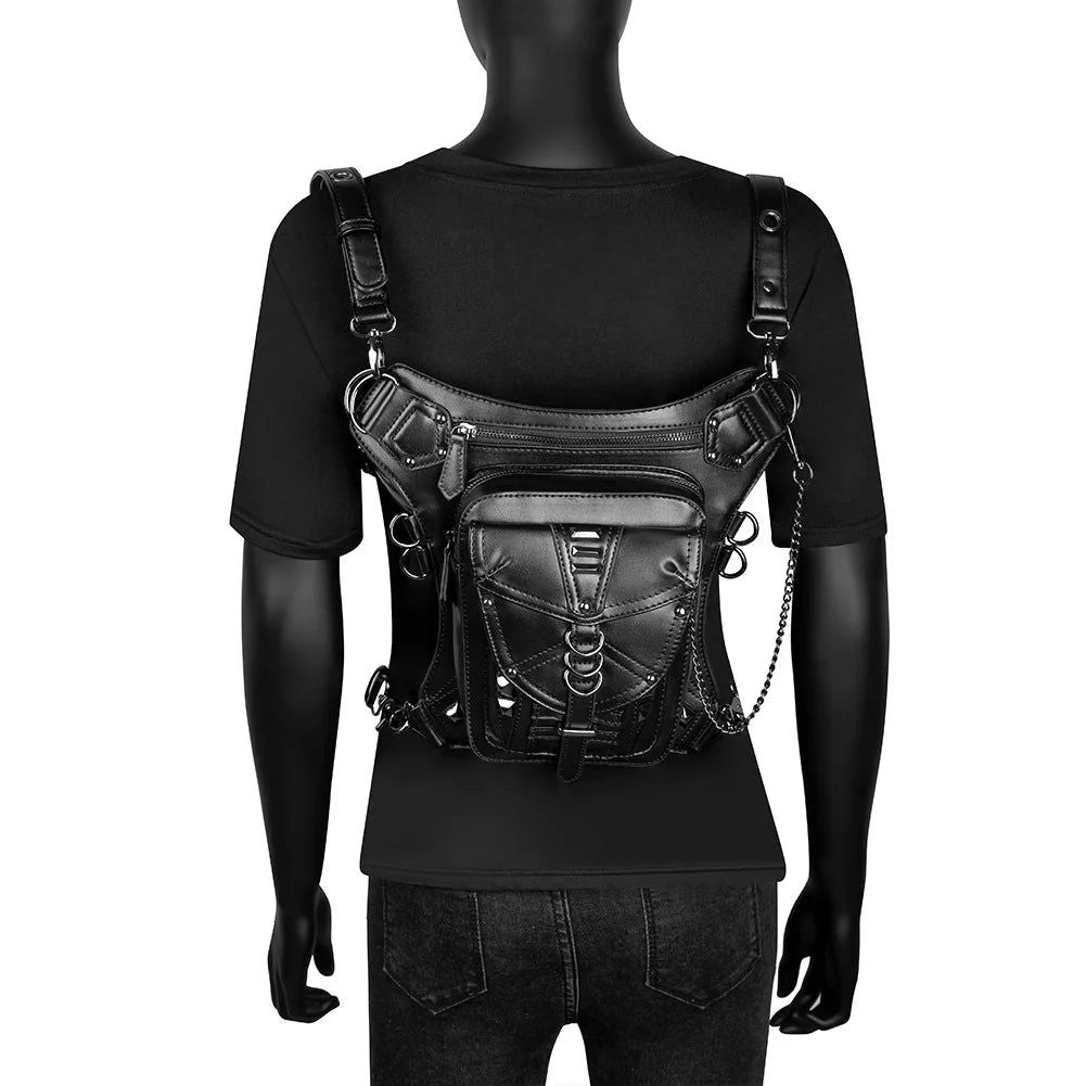 Gothic Style Unisex Waist Bag - Versatile Steampunk Fanny Pack for Bikers and Casual Outings