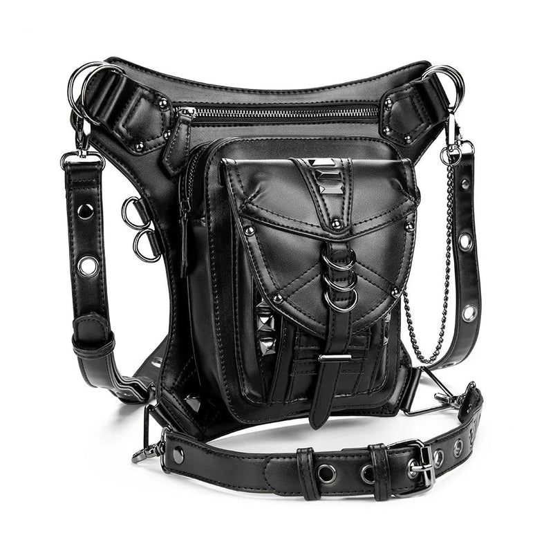 Gothic Style Unisex Waist Bag - Versatile Steampunk Fanny Pack for Bikers and Casual Outings