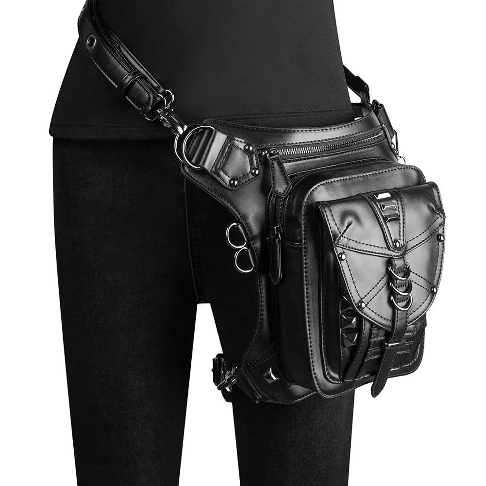 Gothic Style Unisex Waist Bag - Versatile Steampunk Fanny Pack for Bikers and Casual Outings