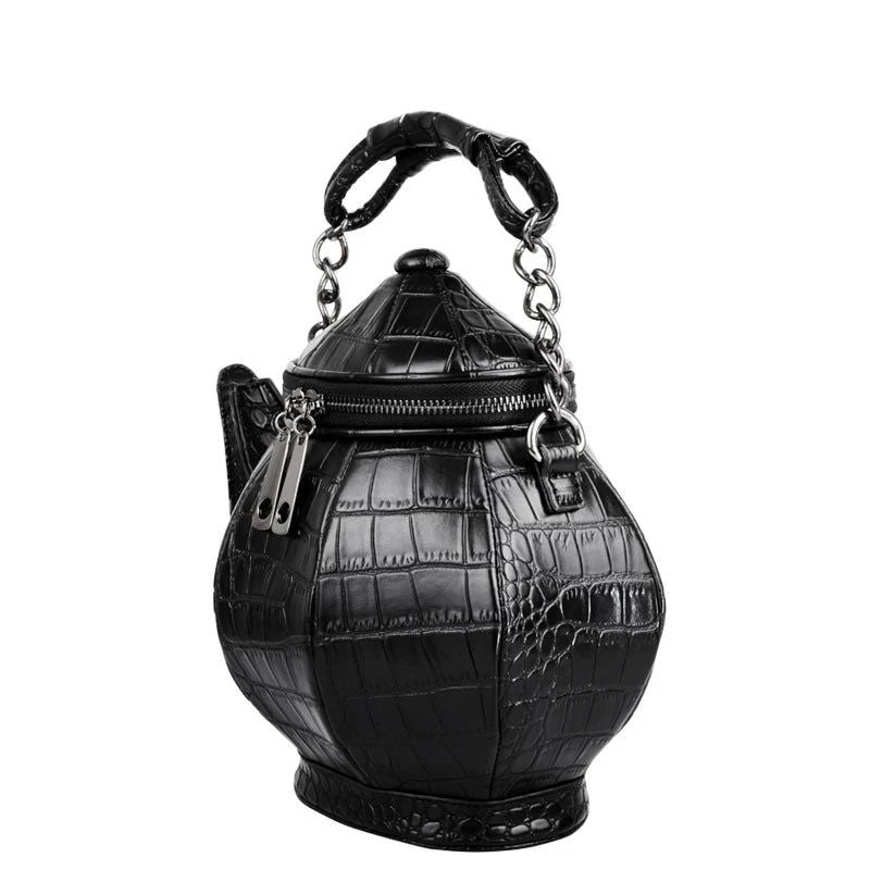 Gothic Teapot-Inspired Handbag for Women - Unique Stone Pattern Shoulder Bag