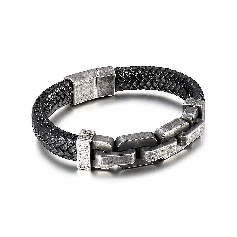 Gothic Vintage Men's 316L Stainless Steel Motorcycle Bracelet - Punk Hip Hop Leather Jewelry Gift